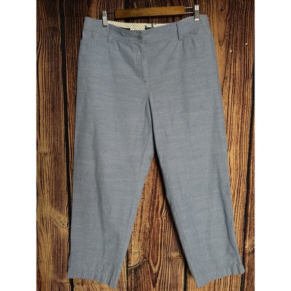 Talbots Perfect Crop Pant chambray Blue Curvy Fit Stretch Button Hem Size 10 - Picture 4 of 11